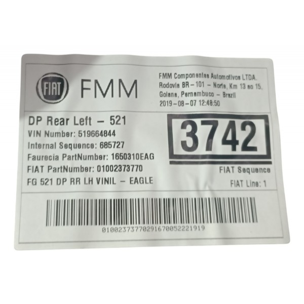 Forro Porta Traseira Esquerda Jeep Renegade 2018 21 Usado