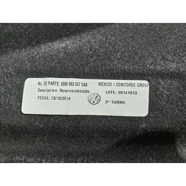 Forro Porta Mala Bojo Estepe Vw Golf Ac 2014 2015 Usado