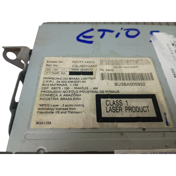 Radio Original Cd Player Mp3 Toyota Etios 2008 2014 Usado